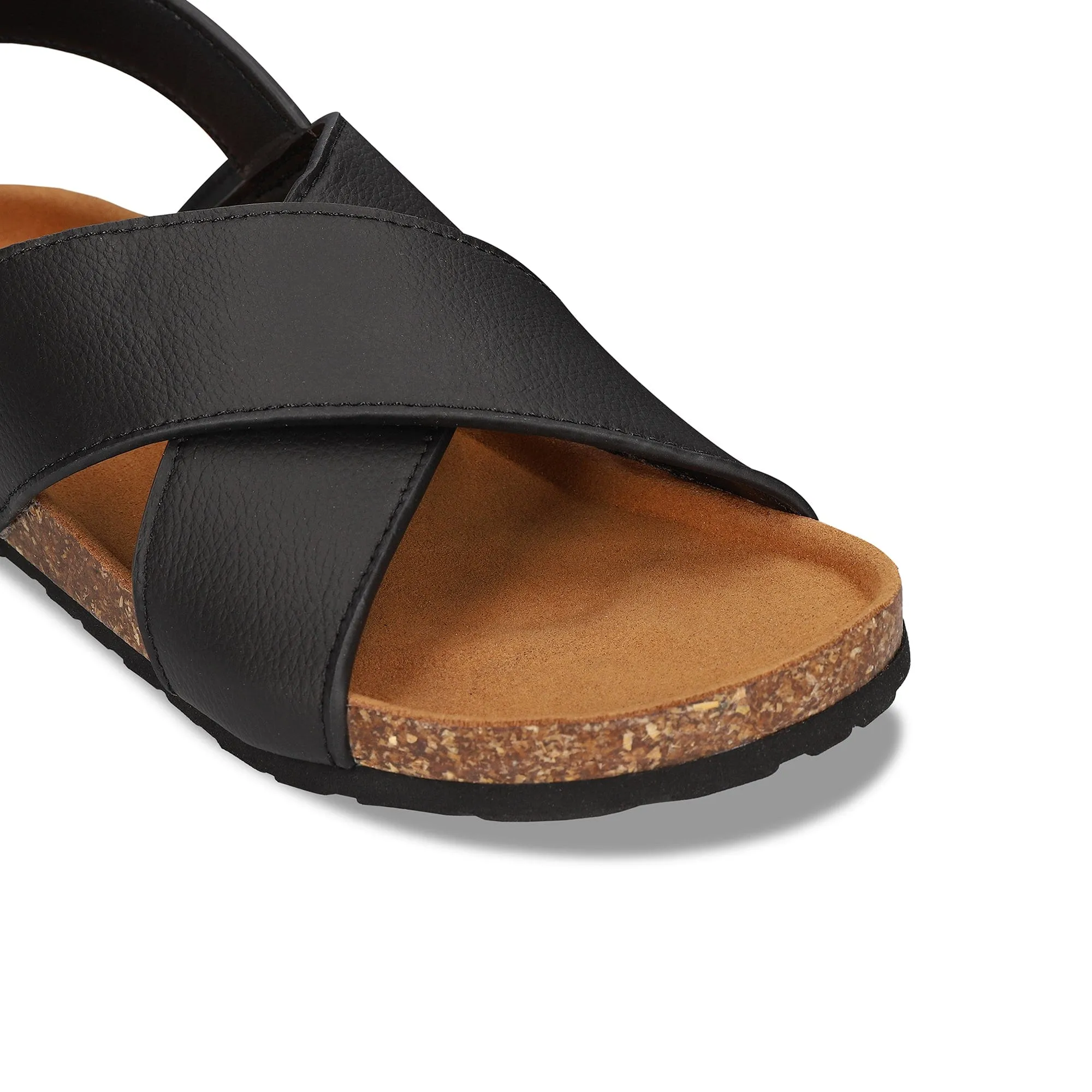 Lanta Unisex Vegane Apfel-Leder Sandalen | Schwarz