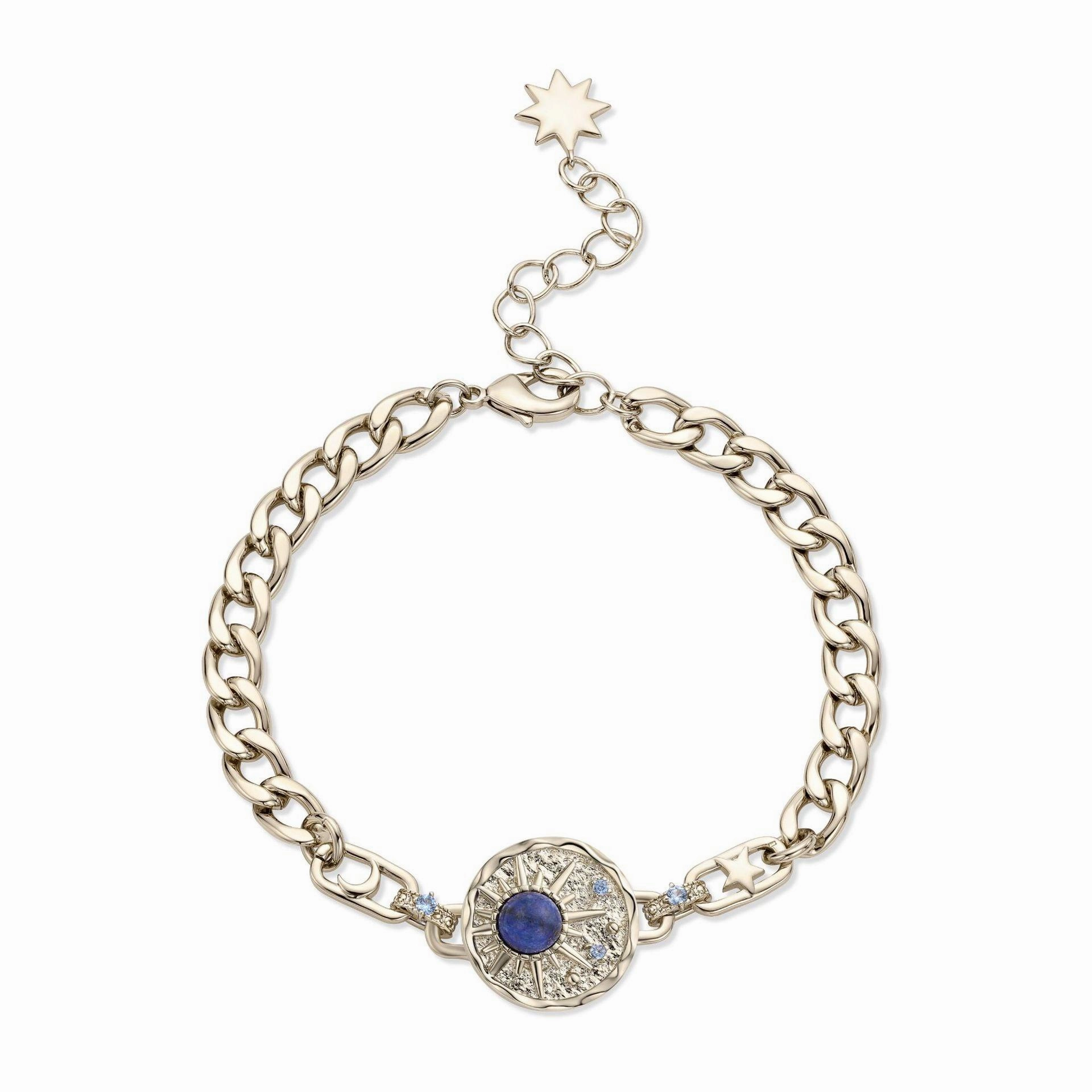 Lapis Lazuli Engraved Copper Plated Coffee Gold Bracelet