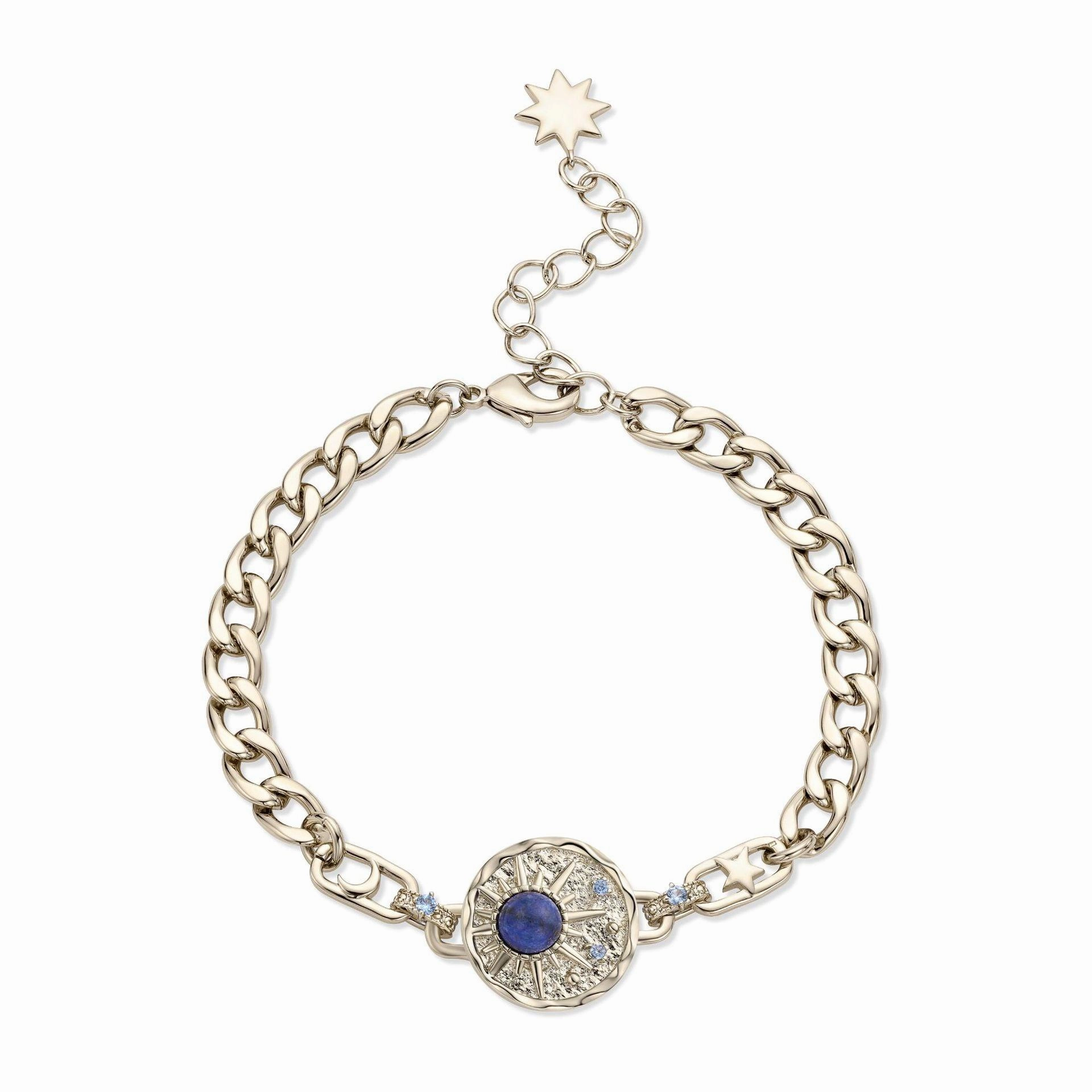 Lapis Lazuli Engraved Copper Plated Coffee Gold Bracelet