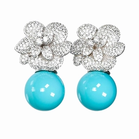 Lara Heems Earring Rose pearl turquoise fashion-jewelry  