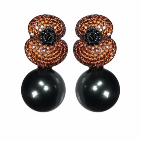 Lara Heems Women's Earring Poppy red pearl fashion-jewelry  