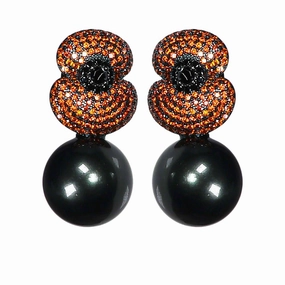 Lara Heems Women's Earring Poppy red pearl 