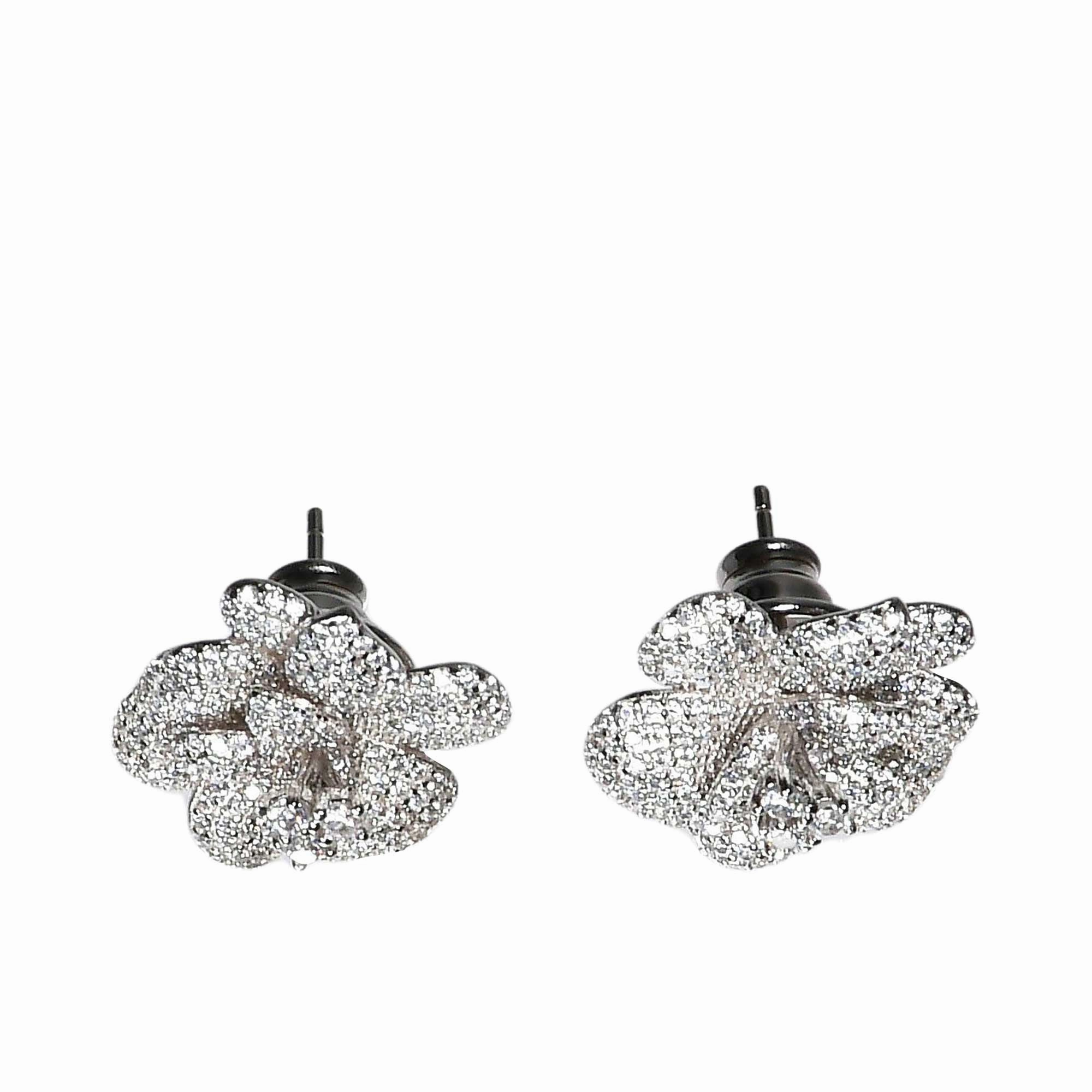 Lara Heems Women's Rose stud silver Earrings fashion-jewelry  