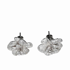 Lara Heems Women's Rose stud silver Earrings fashion-jewelry  