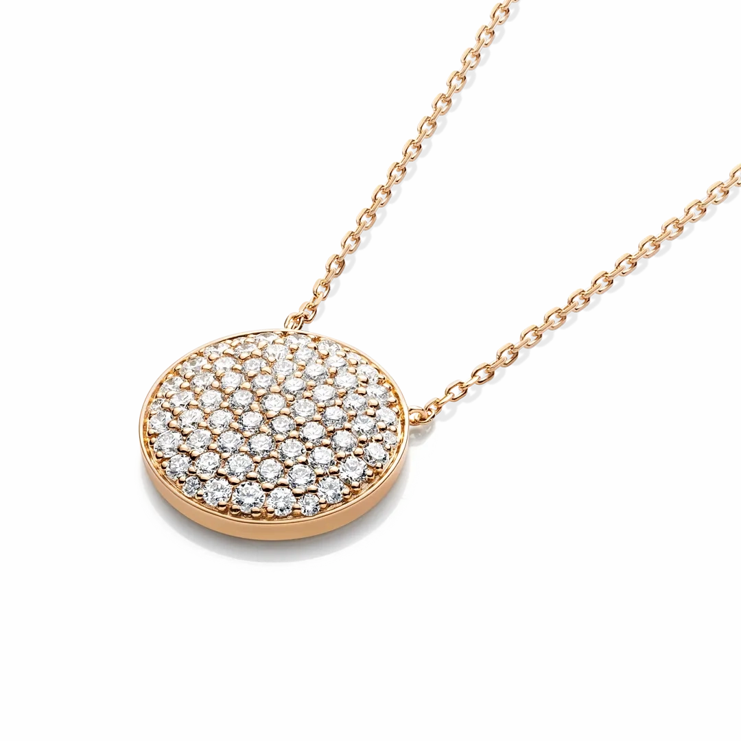 Large Diamond Disc Pendant Rose Gold