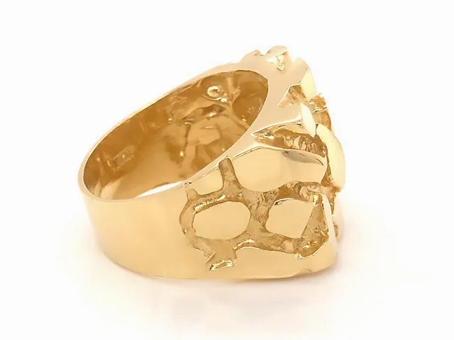 Large Men's 14K Yellow Gold Nugget Ring