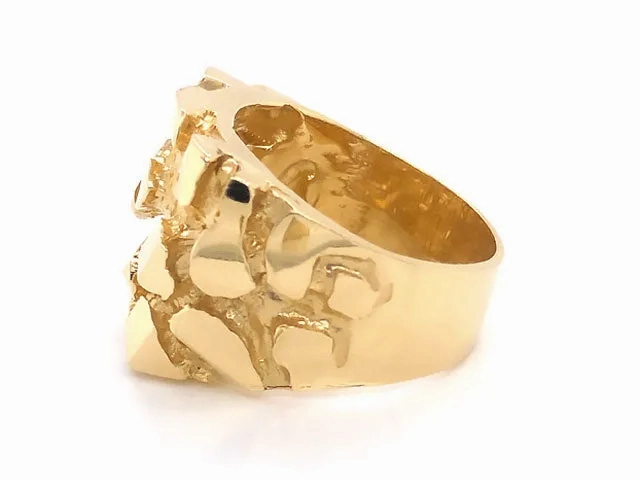 Large Men's 14K Yellow Gold Nugget Ring