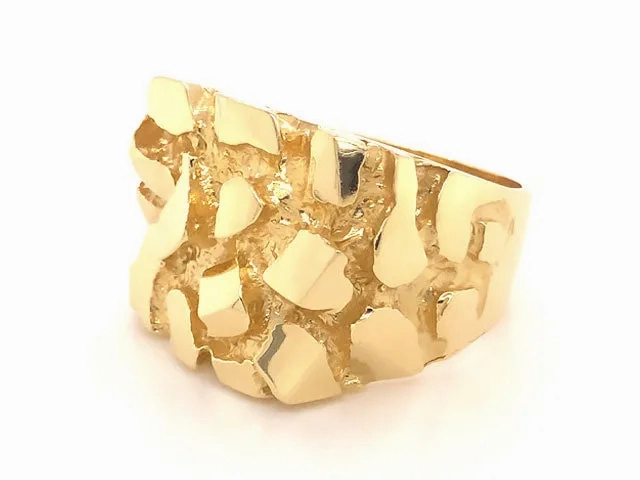 Large Men's 14K Yellow Gold Nugget Ring