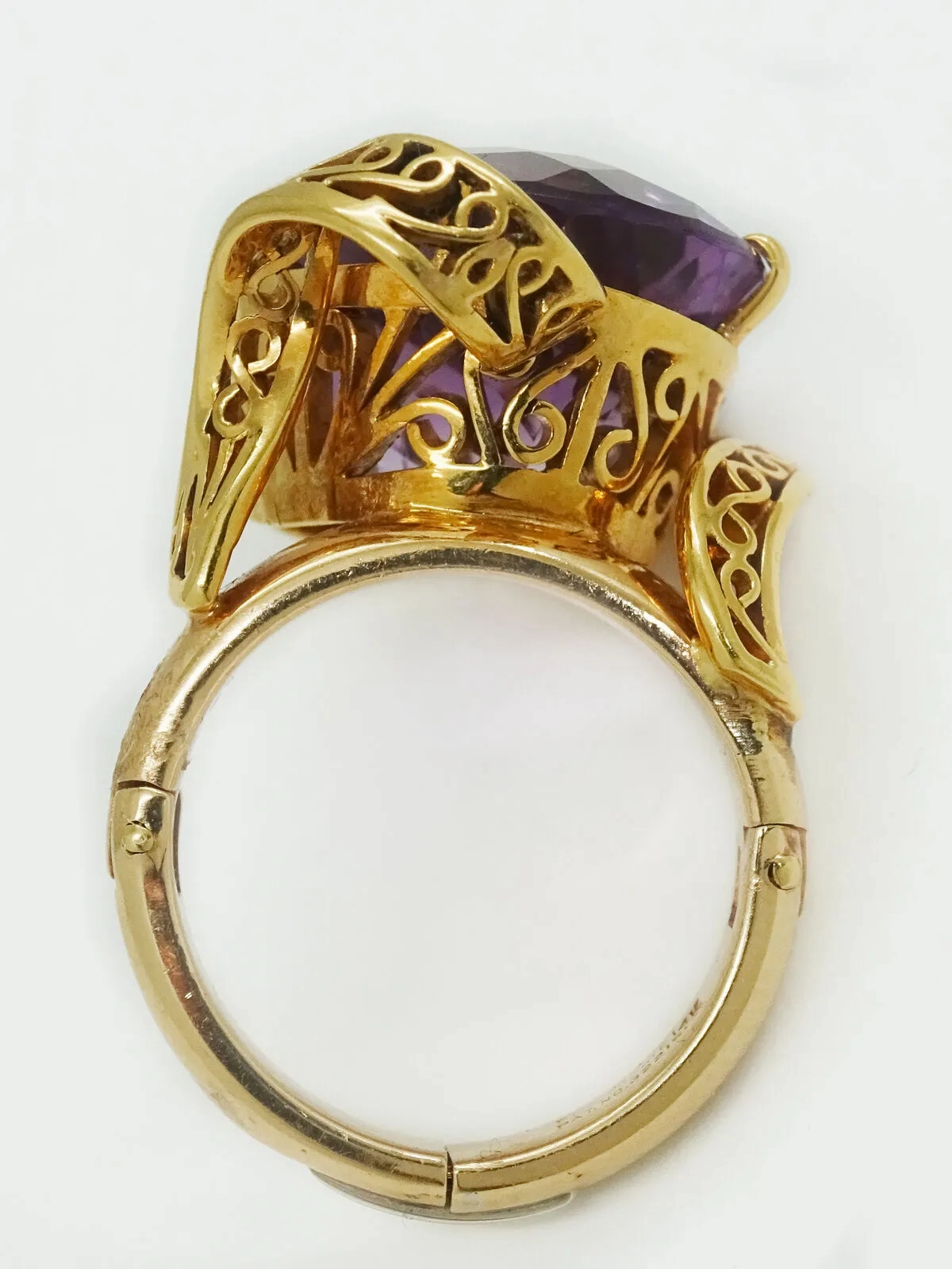 Large Oval Amethyst Secure Superfit Shank 14k / 18k Gold Ring, Size 5.5 - 7