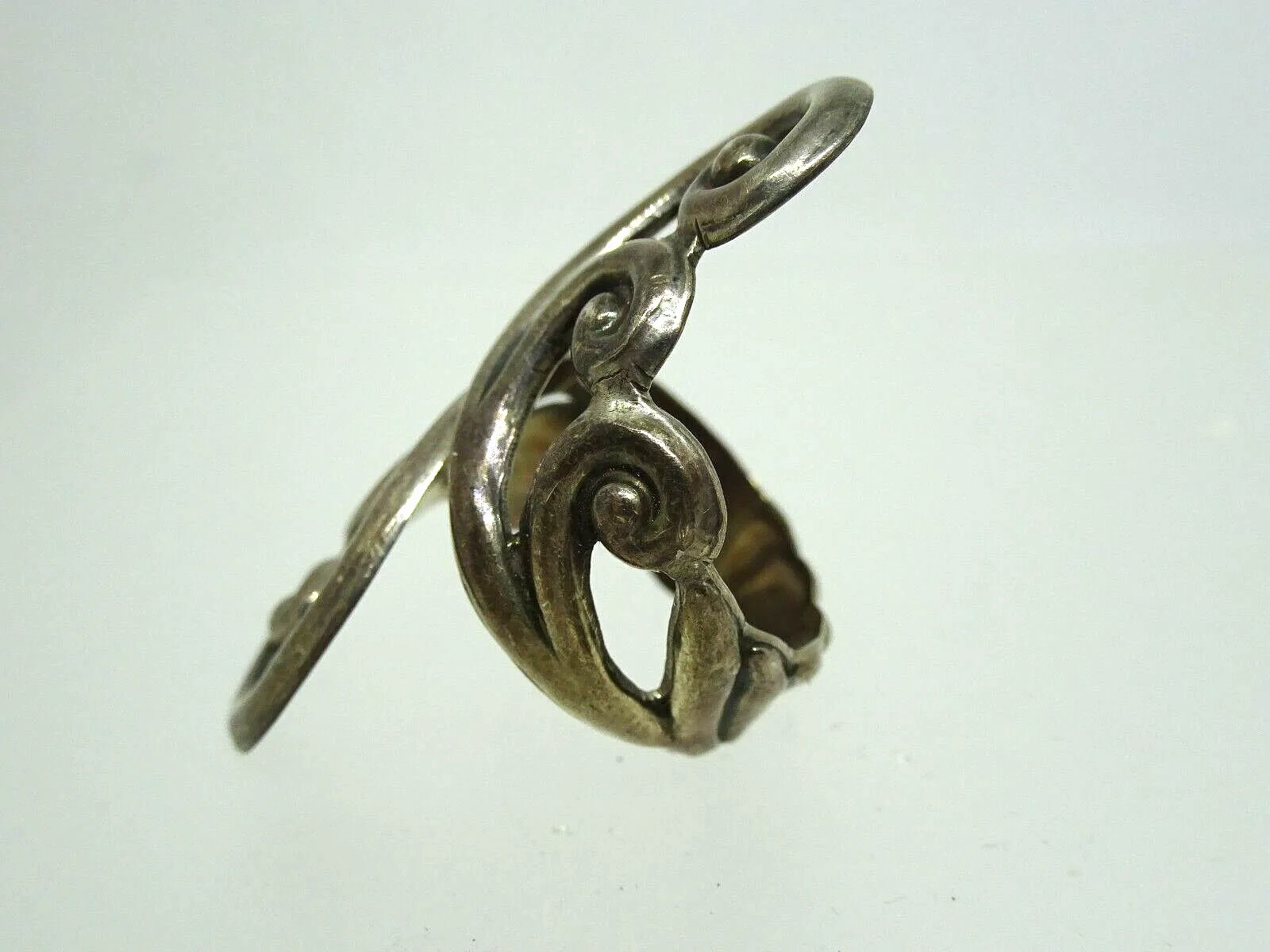 Large Vintage Taxco Sterling Silver SWIRL Ring, Signed, Adjustable size 6,7,8,9
