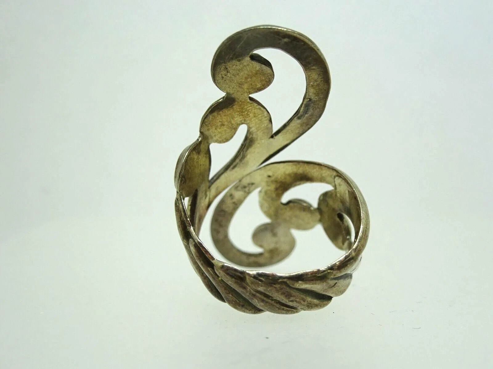 Large Vintage Taxco Sterling Silver SWIRL Ring, Signed, Adjustable size 6,7,8,9