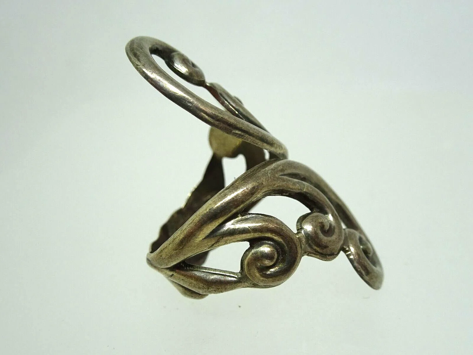 Large Vintage Taxco Sterling Silver SWIRL Ring, Signed, Adjustable size 6,7,8,9