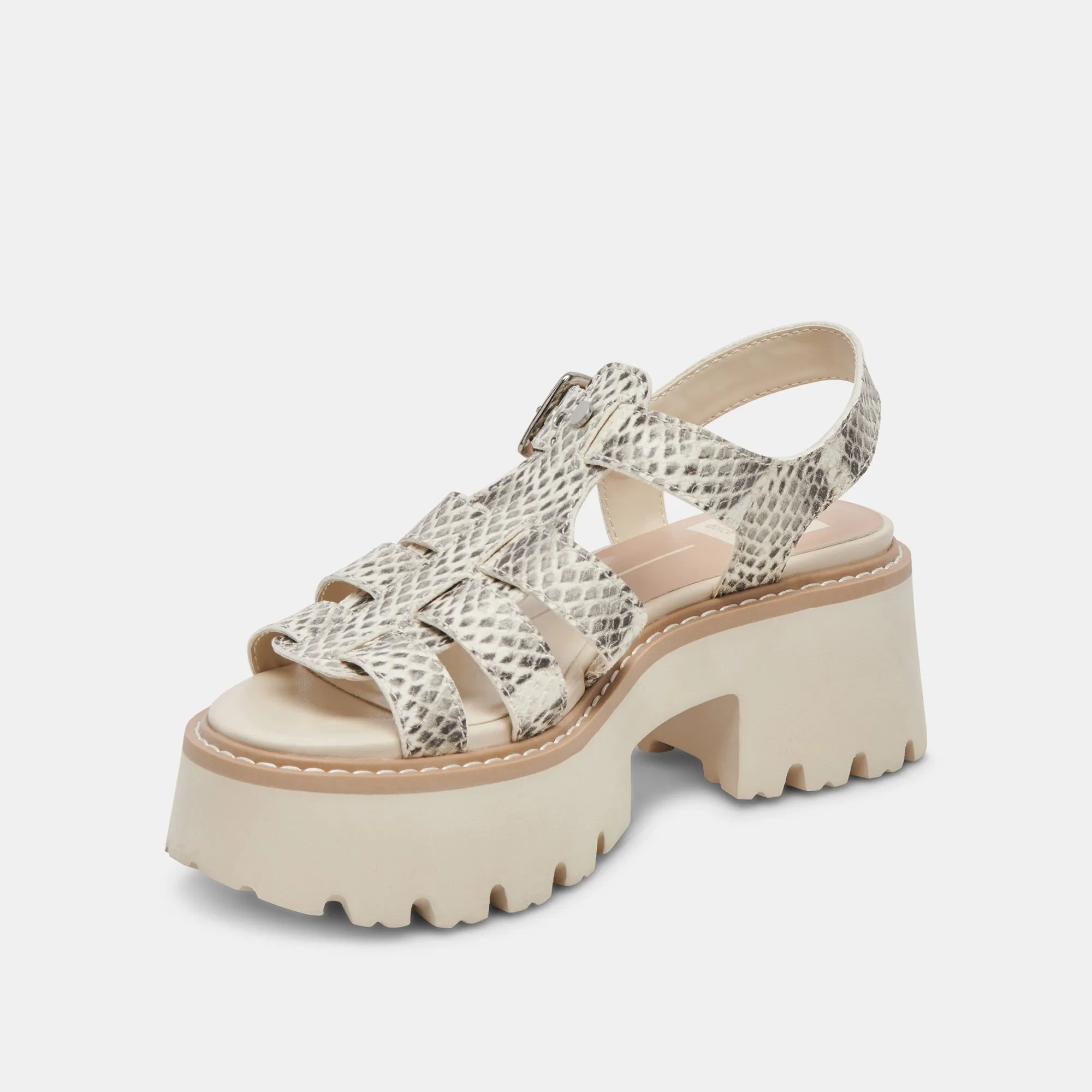 LATICE SANDALEN GRAU WEIß GEPRÄGTES LEDER