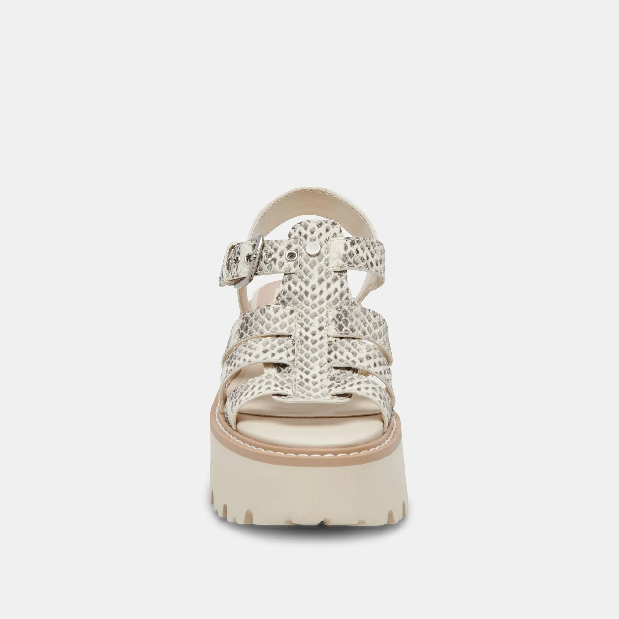 LATICE SANDALEN GRAU WEIß GEPRÄGTES LEDER