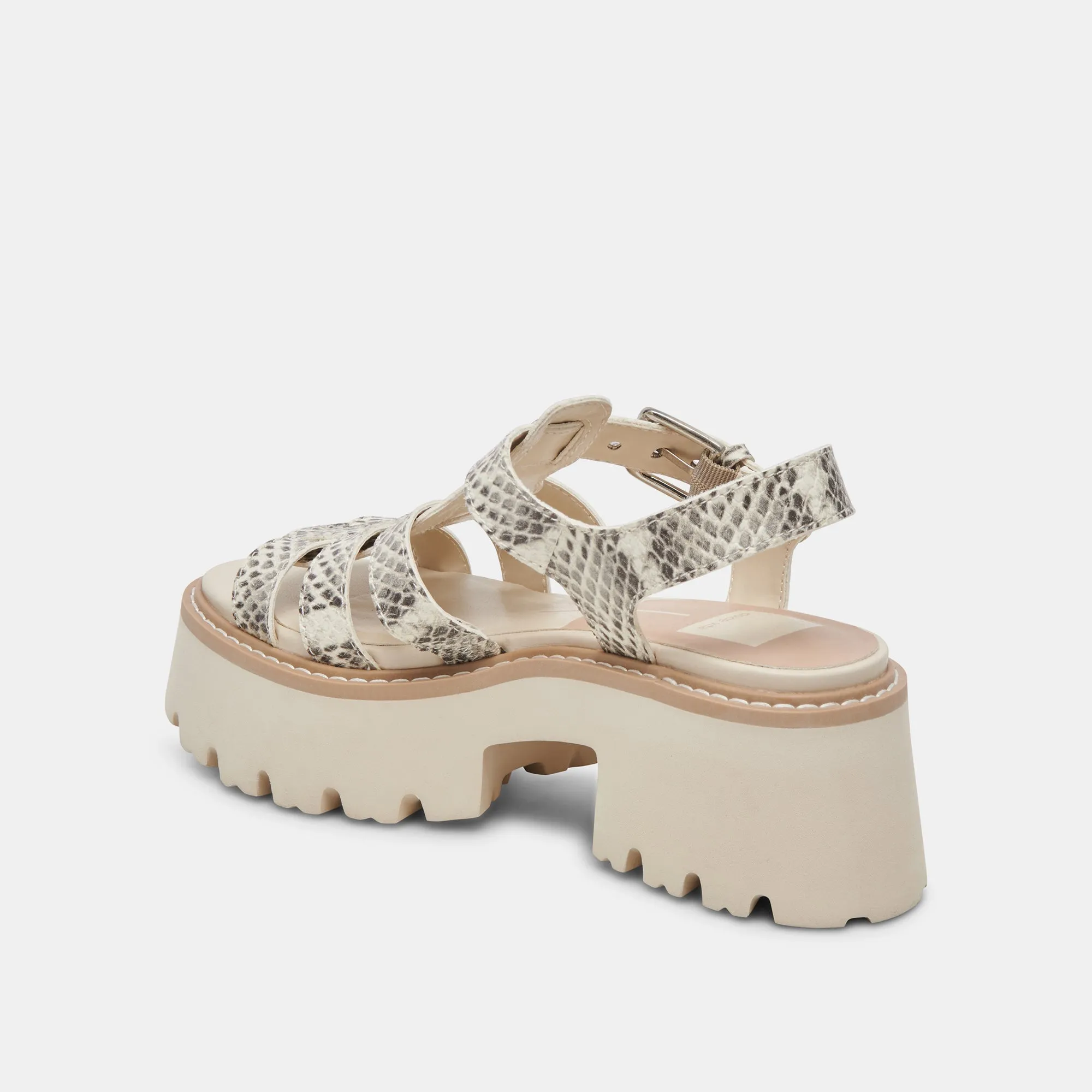 LATICE SANDALEN GRAU WEIß GEPRÄGTES LEDER