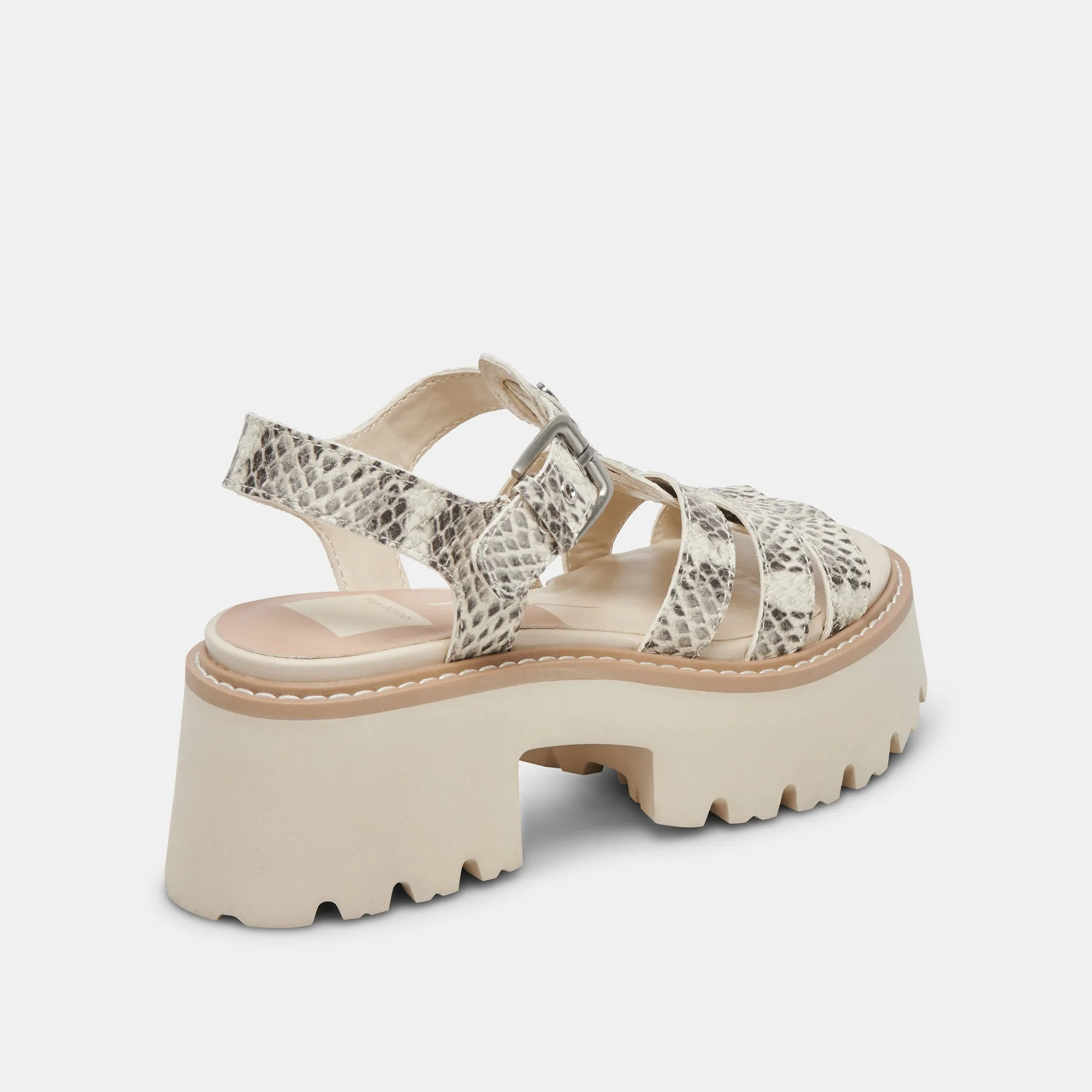LATICE SANDALEN GRAU WEIß GEPRÄGTES LEDER