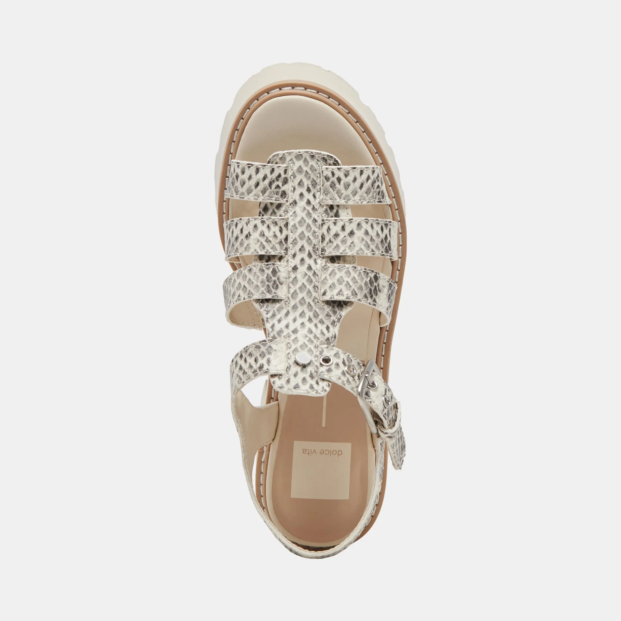 LATICE SANDALEN GRAU WEIß GEPRÄGTES LEDER