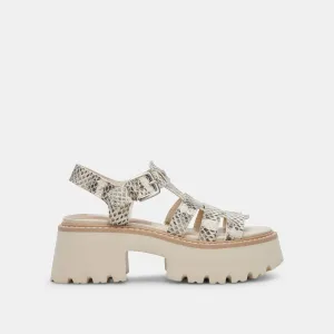 LATICE SANDALEN GRAU WEIß GEPRÄGTES LEDER