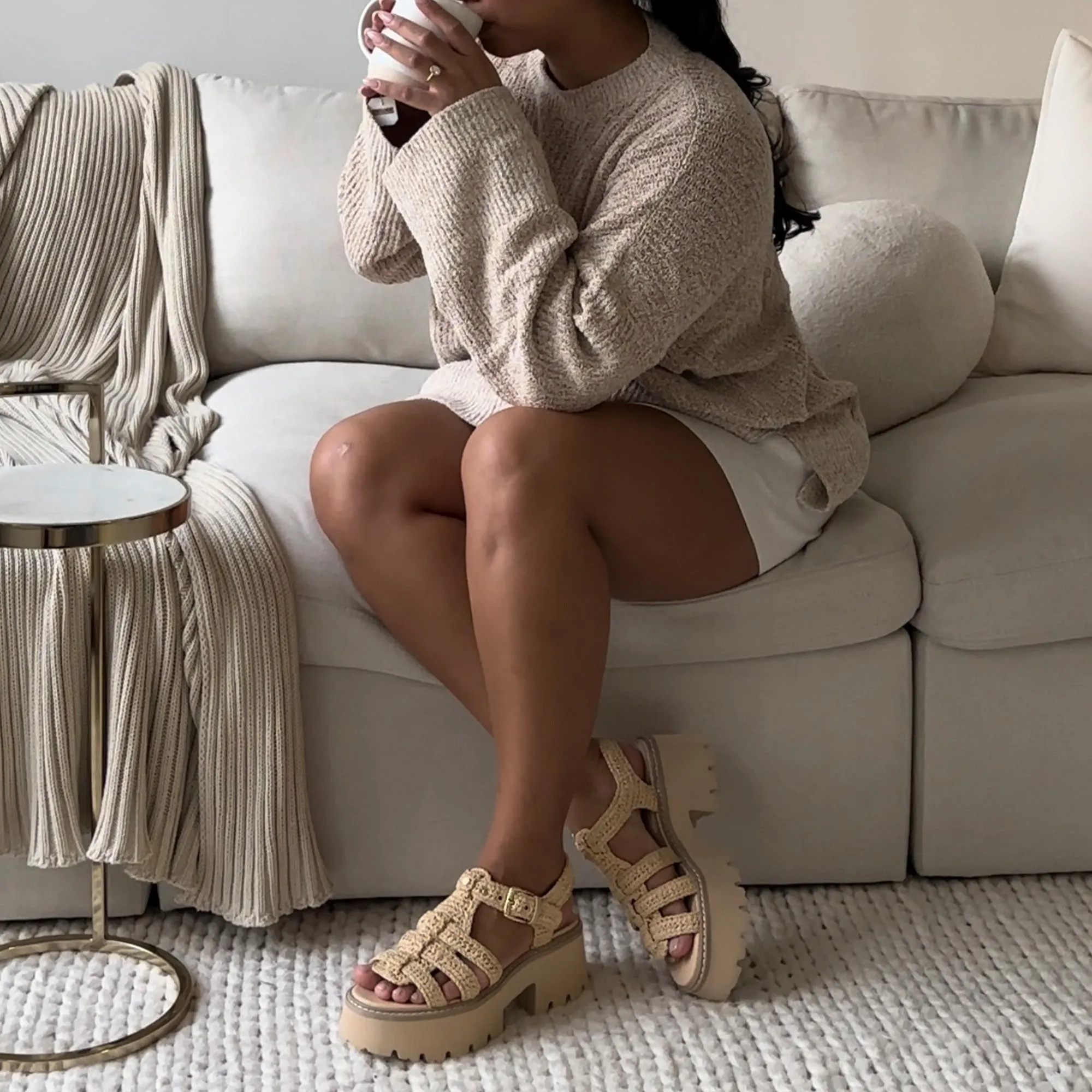 LATICE SANDALEN LT NATURAL KNIT
