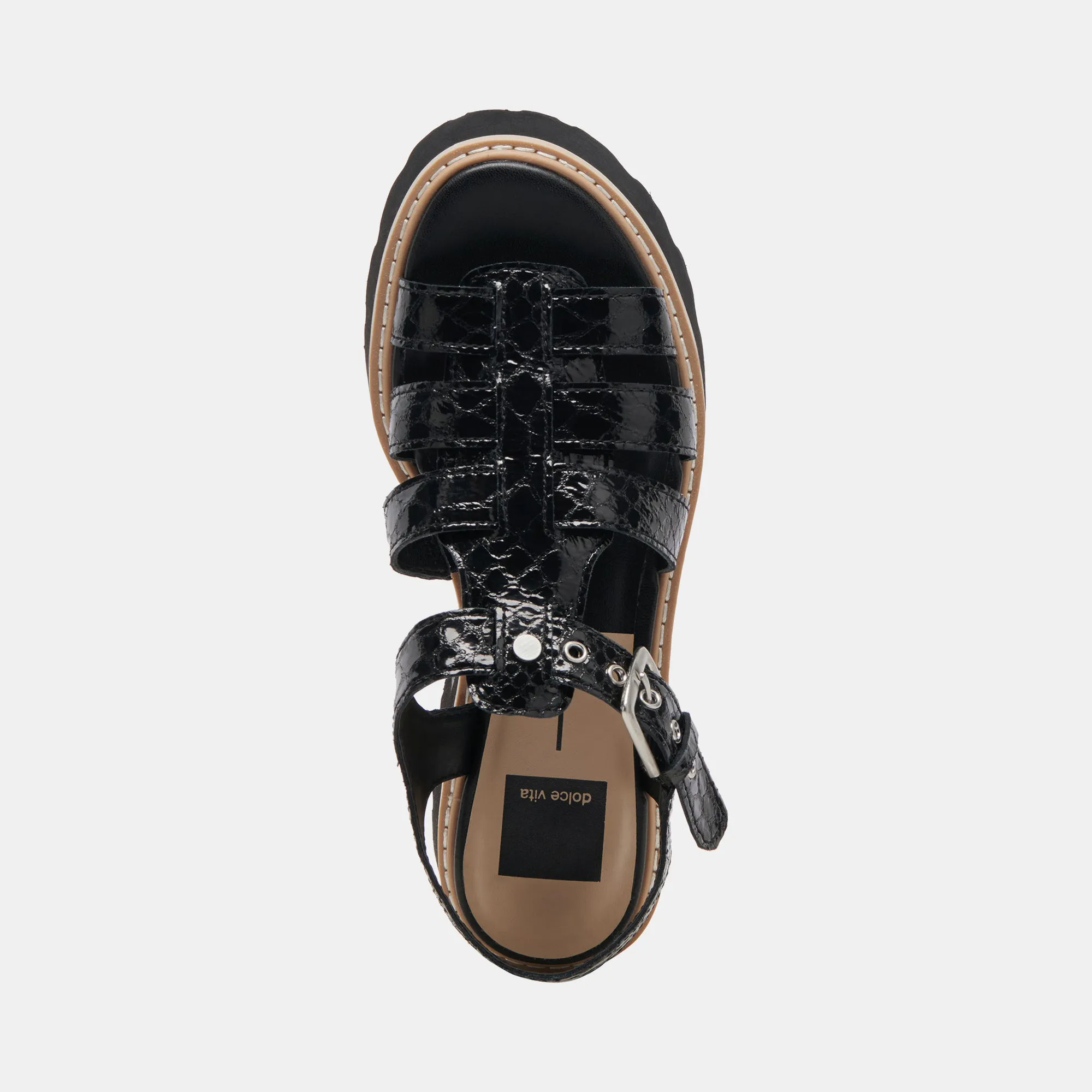 LATICE SANDALEN MITTERNACHT GEPRÄGTES LEDER