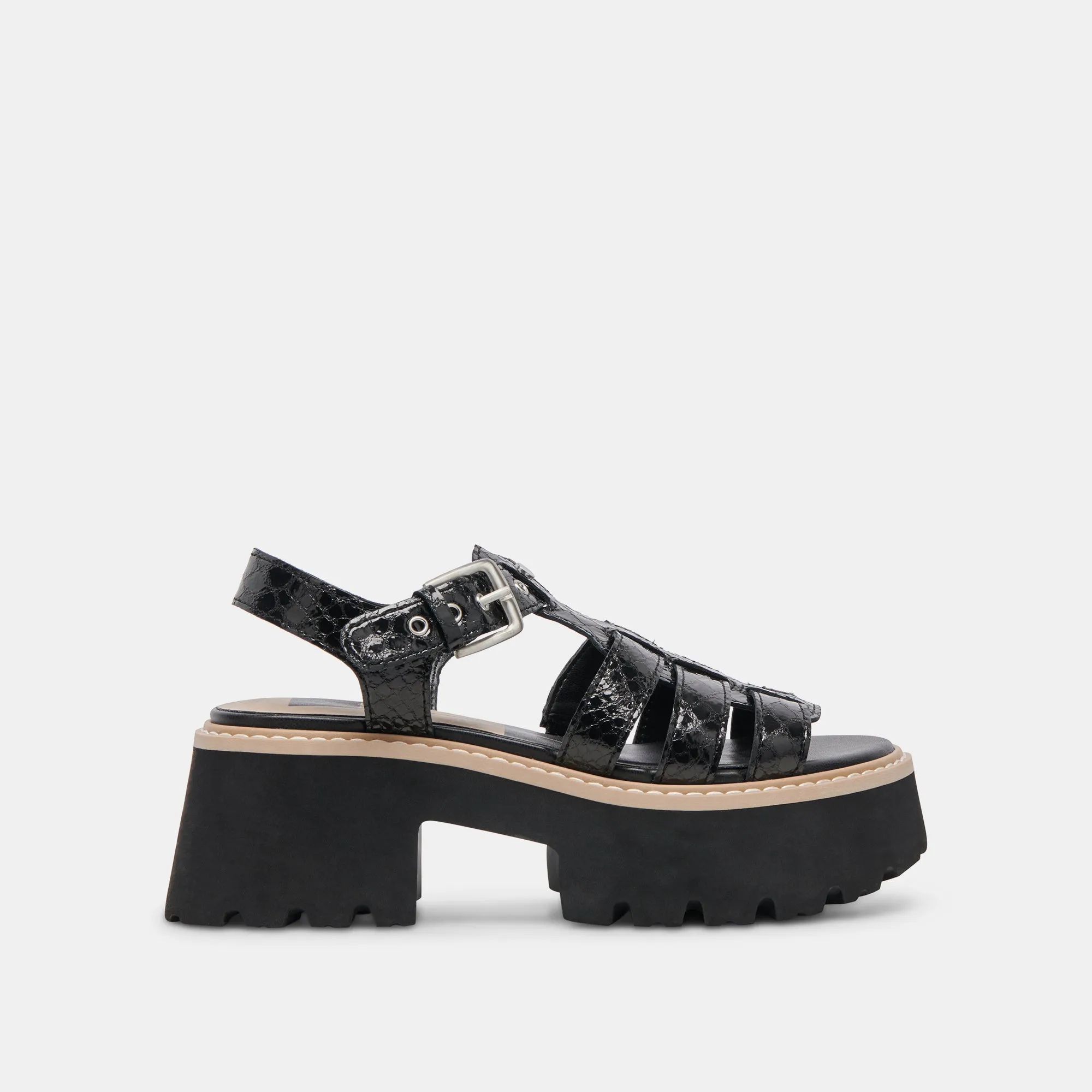 LATICE SANDALEN MITTERNACHT GEPRÄGTES LEDER