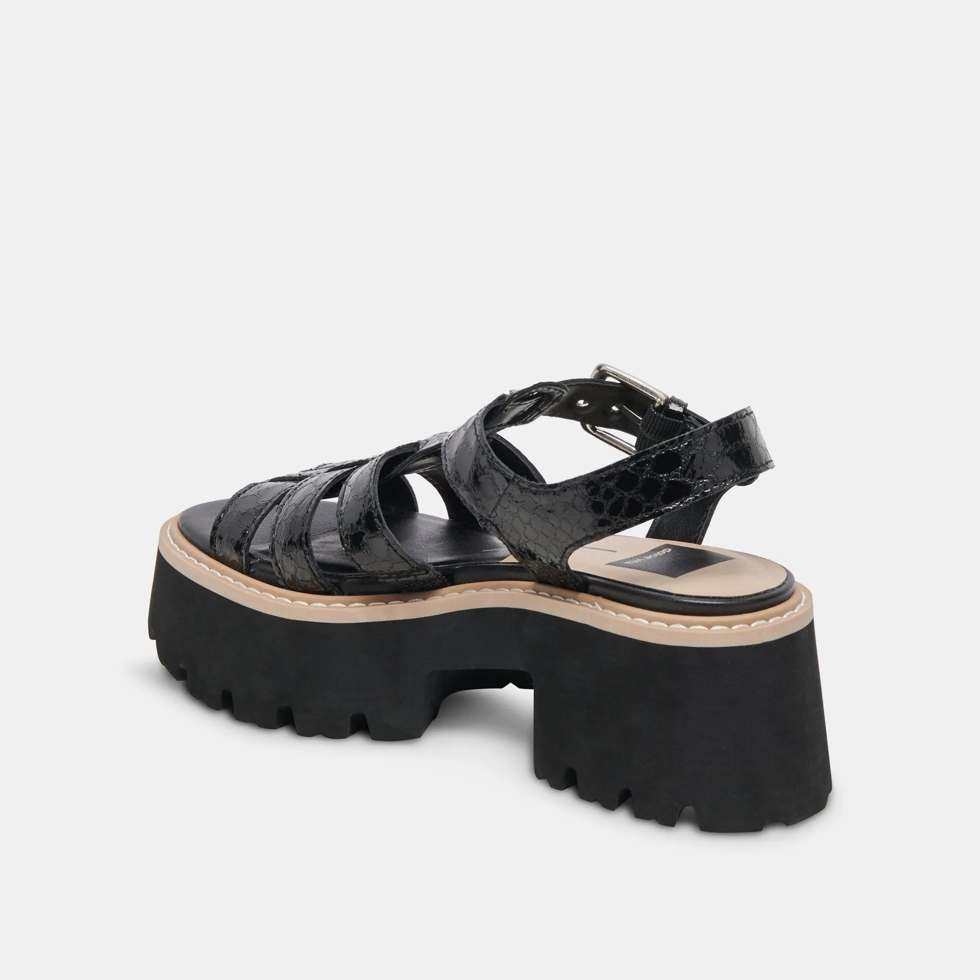 LATICE SANDALEN MITTERNACHT GEPRÄGTES LEDER