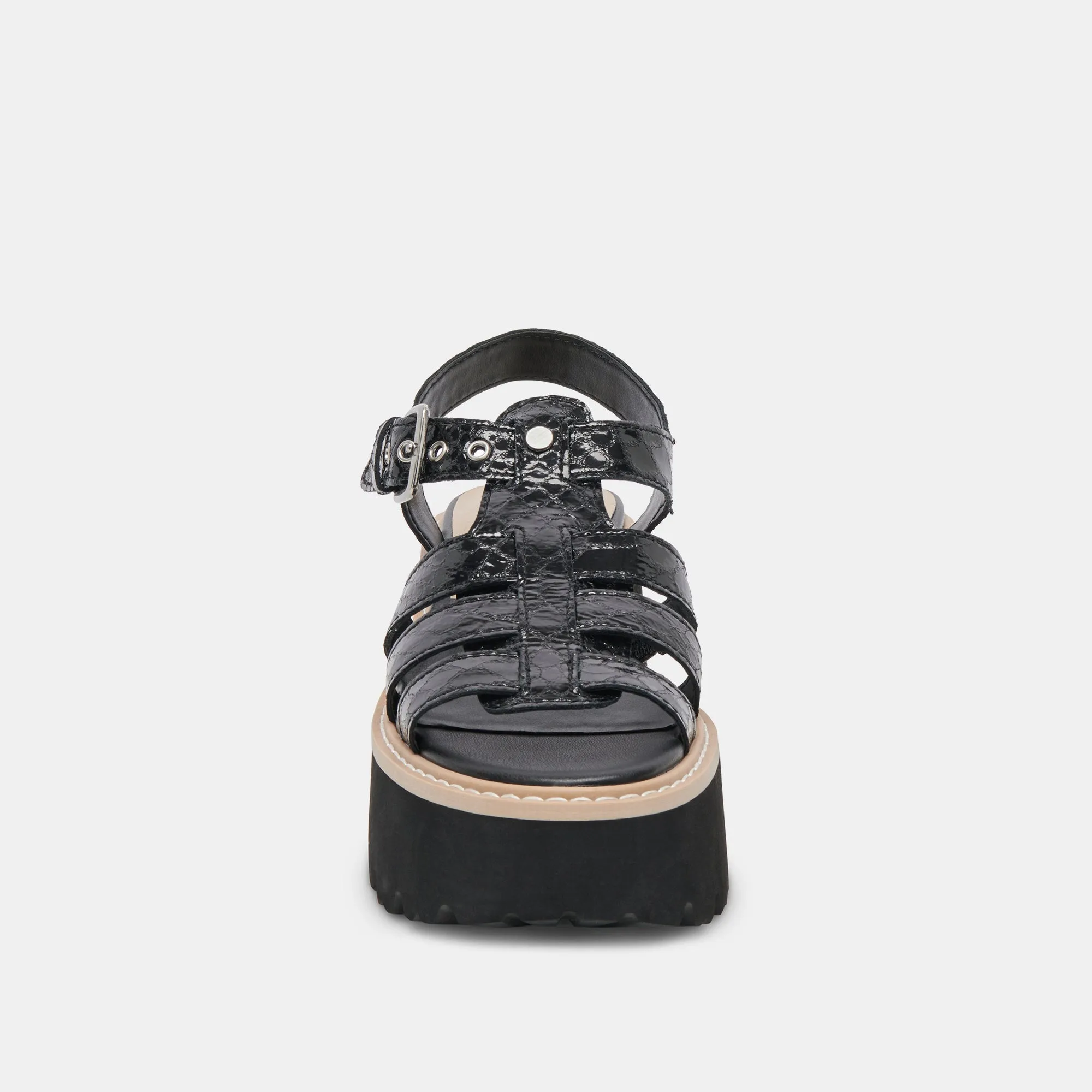 LATICE SANDALEN MITTERNACHT GEPRÄGTES LEDER