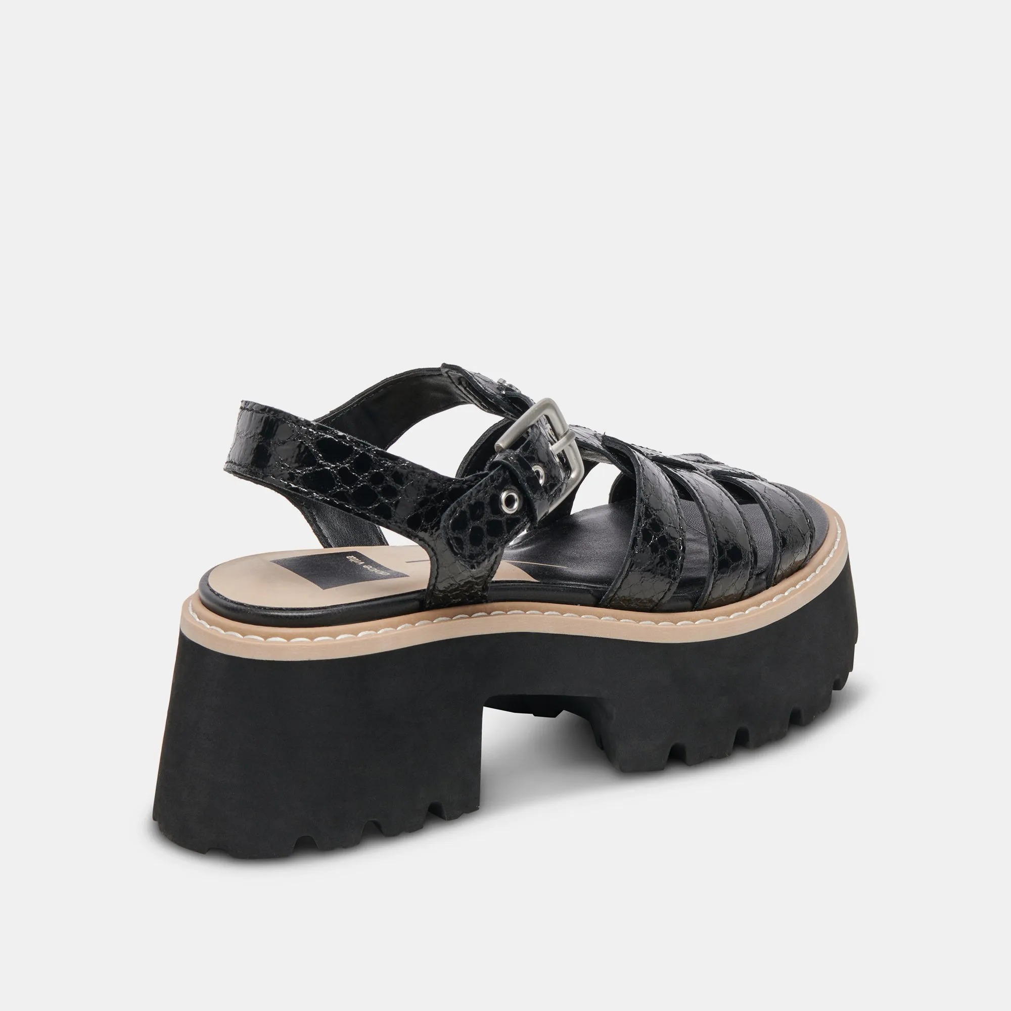 LATICE SANDALEN MITTERNACHT GEPRÄGTES LEDER