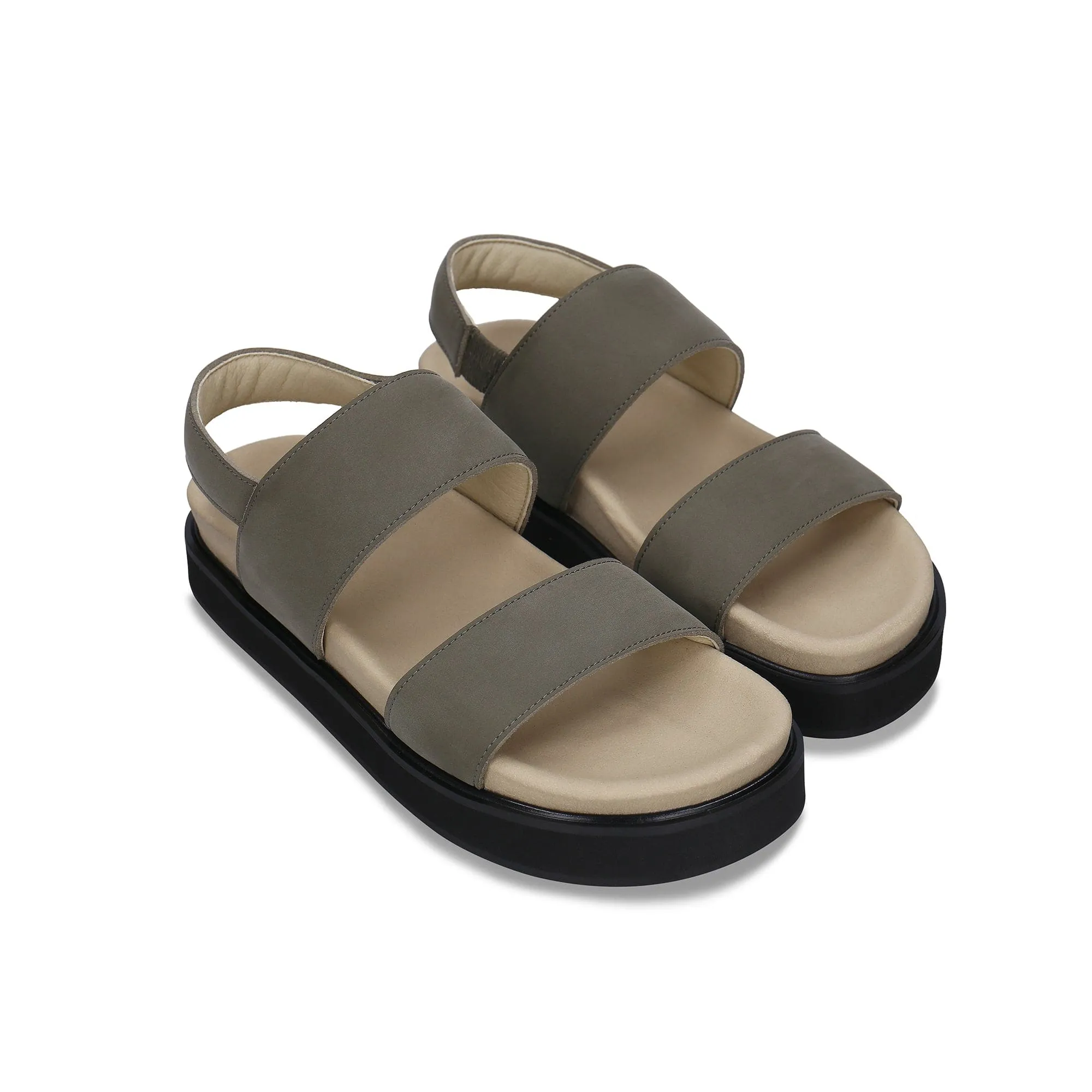 Lau Unisex Vegane Mikrofaser Plateausandalen | Grün