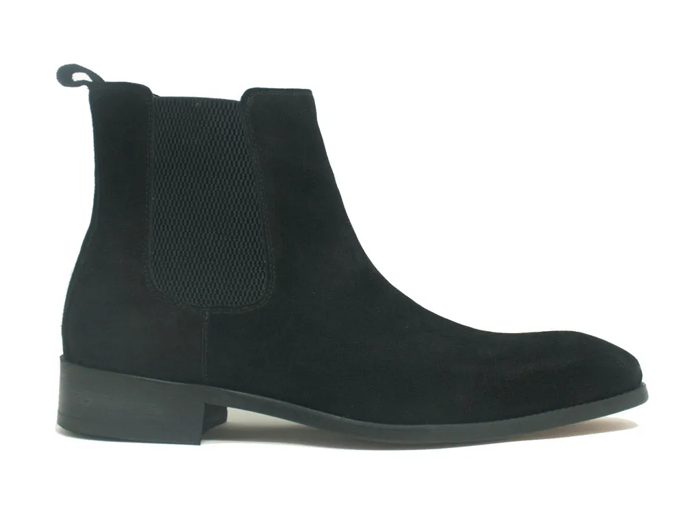 Leder Wildleder Chelsea Stiefeletten KB478-108S - Schwarz