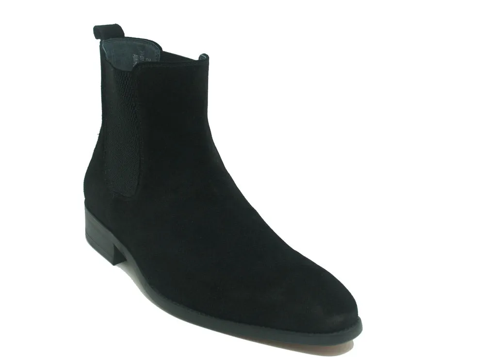 Leder Wildleder Chelsea Stiefeletten KB478-108S - Schwarz