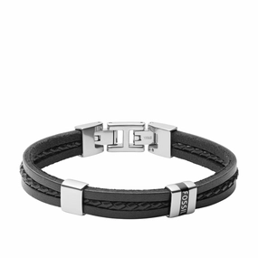 Leather Essentials Black Leather Multi-Strand Bracelet fashion-jewelry  