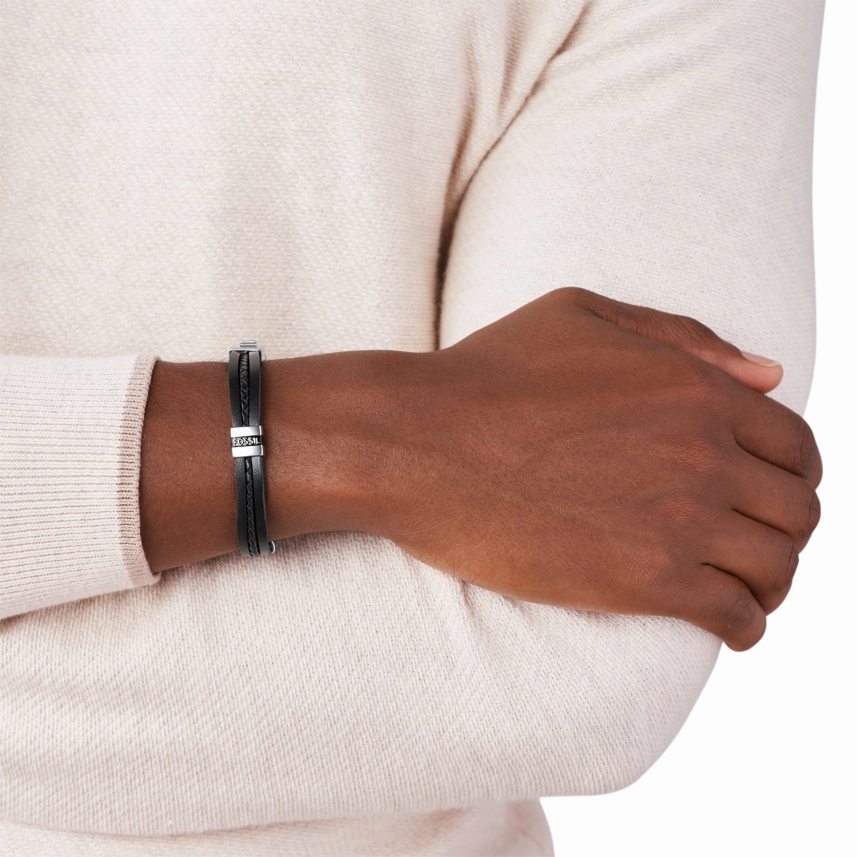 Leather Essentials Black Leather Multi-Strand Bracelet