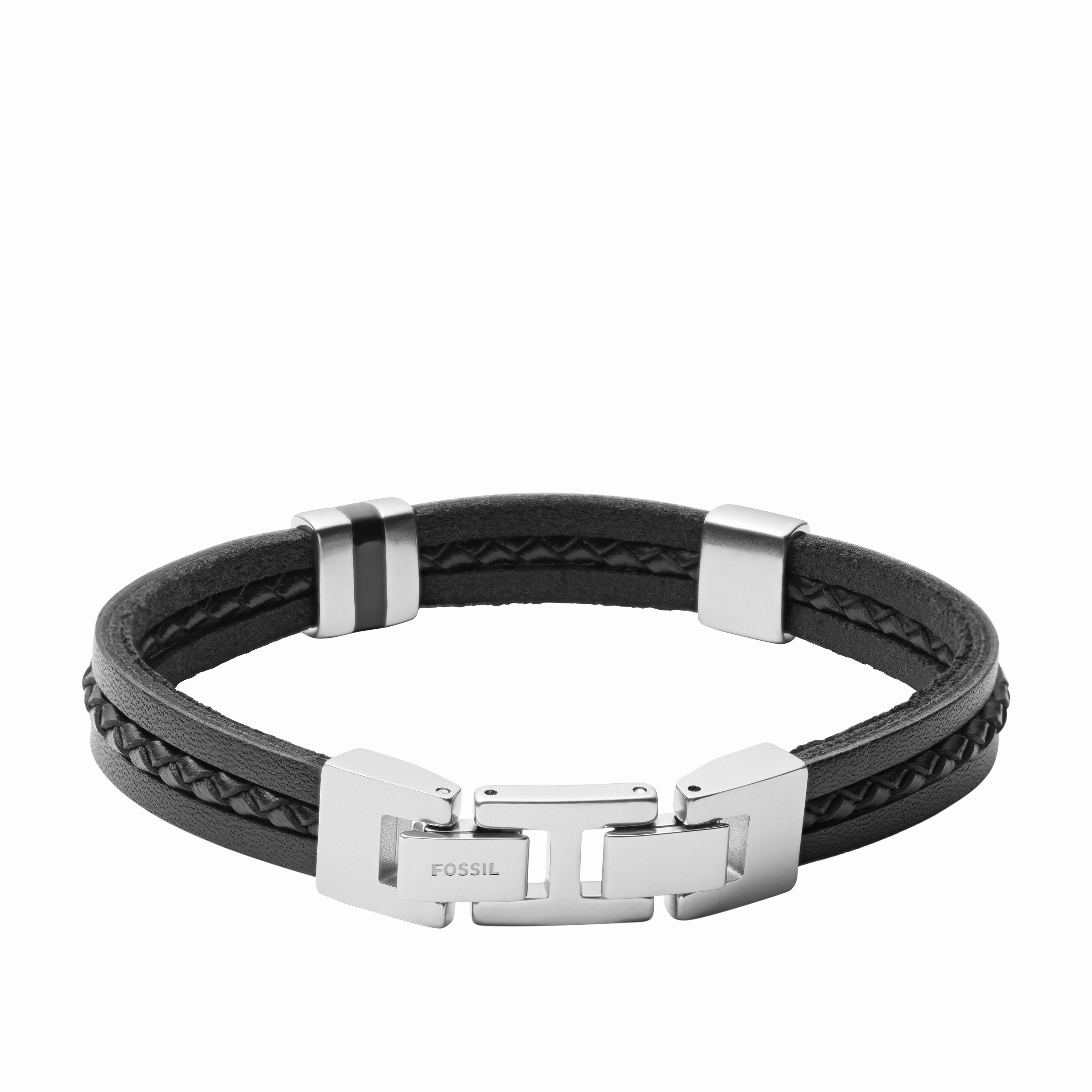 Leather Essentials Black Leather Multi-Strand Bracelet