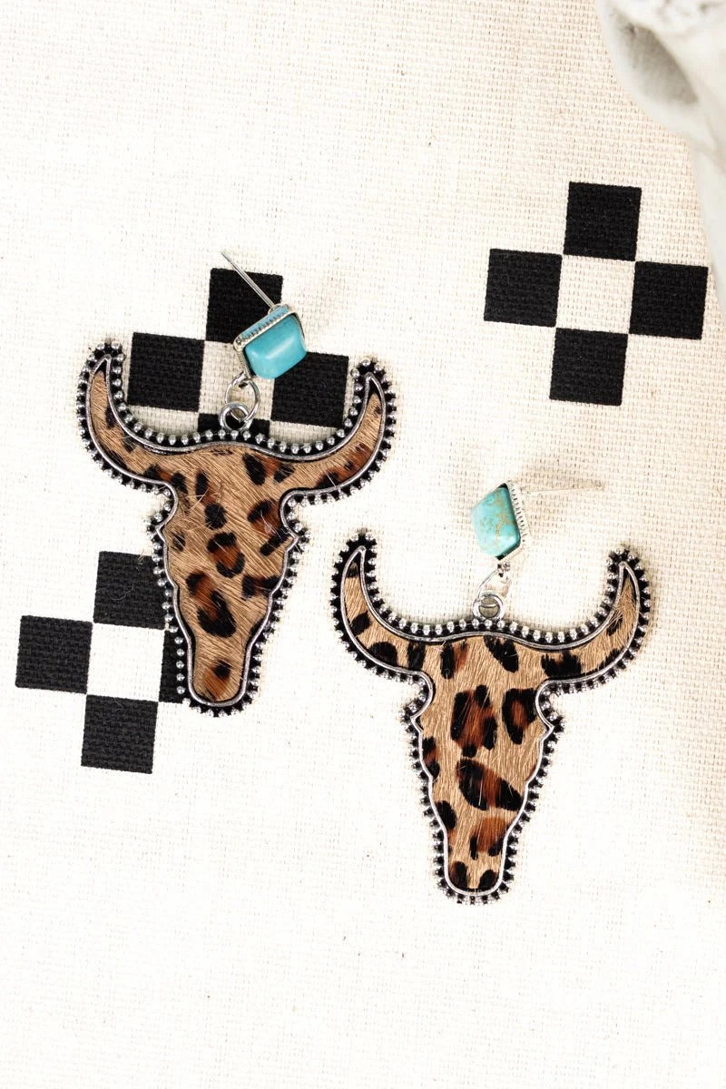 Leopard Steer Earrings texture-rose-gold  