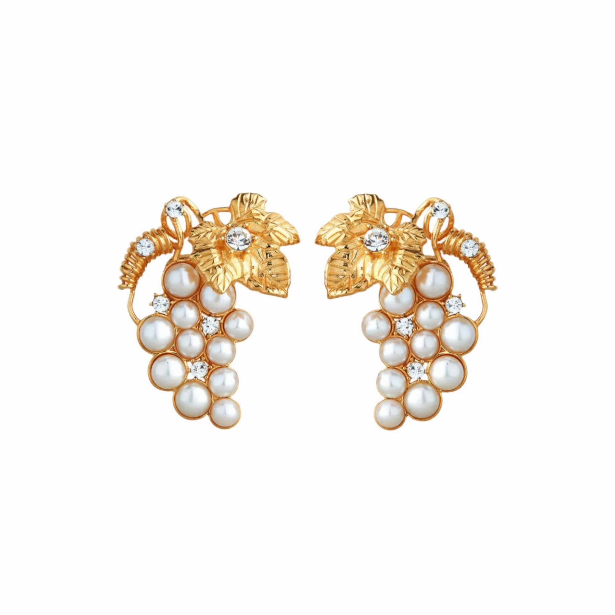 Les Nereides Bunch Of Grapes And Cultured Pearls Clip-On Earrings fashion-jewelry  