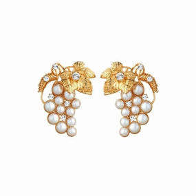 Les Nereides Bunch Of Grapes And Cultured Pearls Clip-On Earrings 
