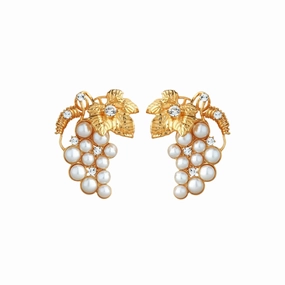 Les Nereides Bunch Of Grapes And Cultured Pearls Clip-On Earrings fashion-jewelry  