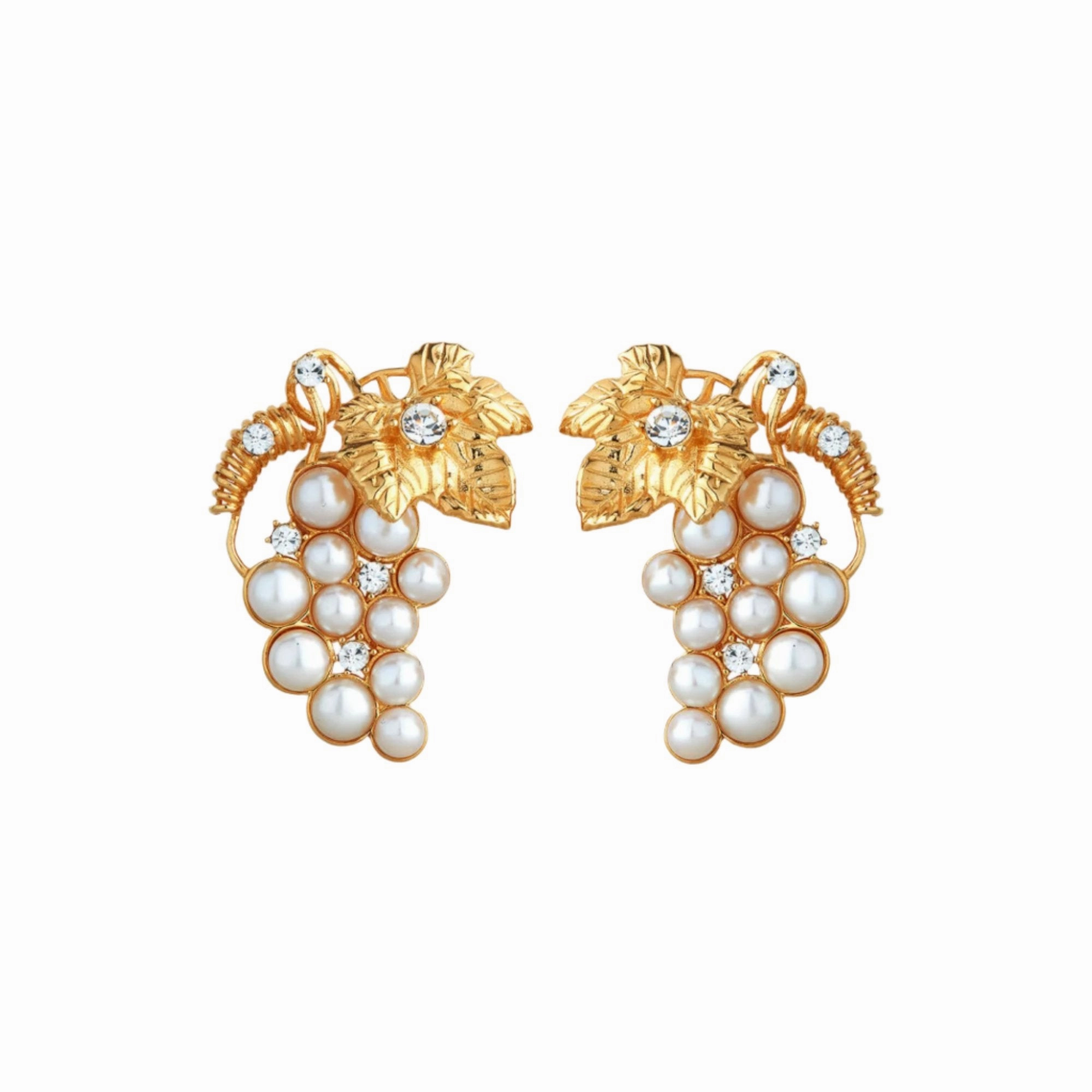 Les Nereides Bunch Of Grapes And Cultured Pearls Clip-On Earrings 