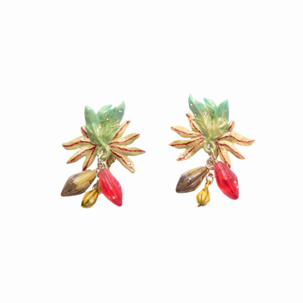Les Nereides Cocoa Beans Dangling Clip-On Earrings fashion-jewelry  