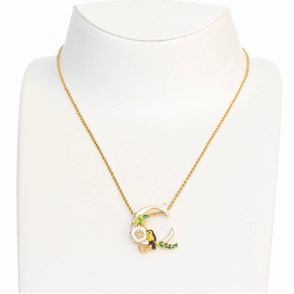 Les Nereides Collier Alphabet Fleuri Letter Necklace C fashion-jewelry  