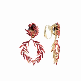 Les Nereides Foliage Stones And Small Crystal Clip-On Earrings fashion-jewelry  