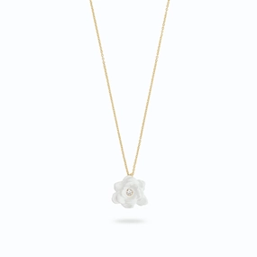 Les Nereides Gardenia and Cut Glass Stone Necklace fashion-jewelry  