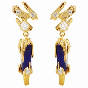 Les Nereides Gold Rock And Sodalite Post Earrings 