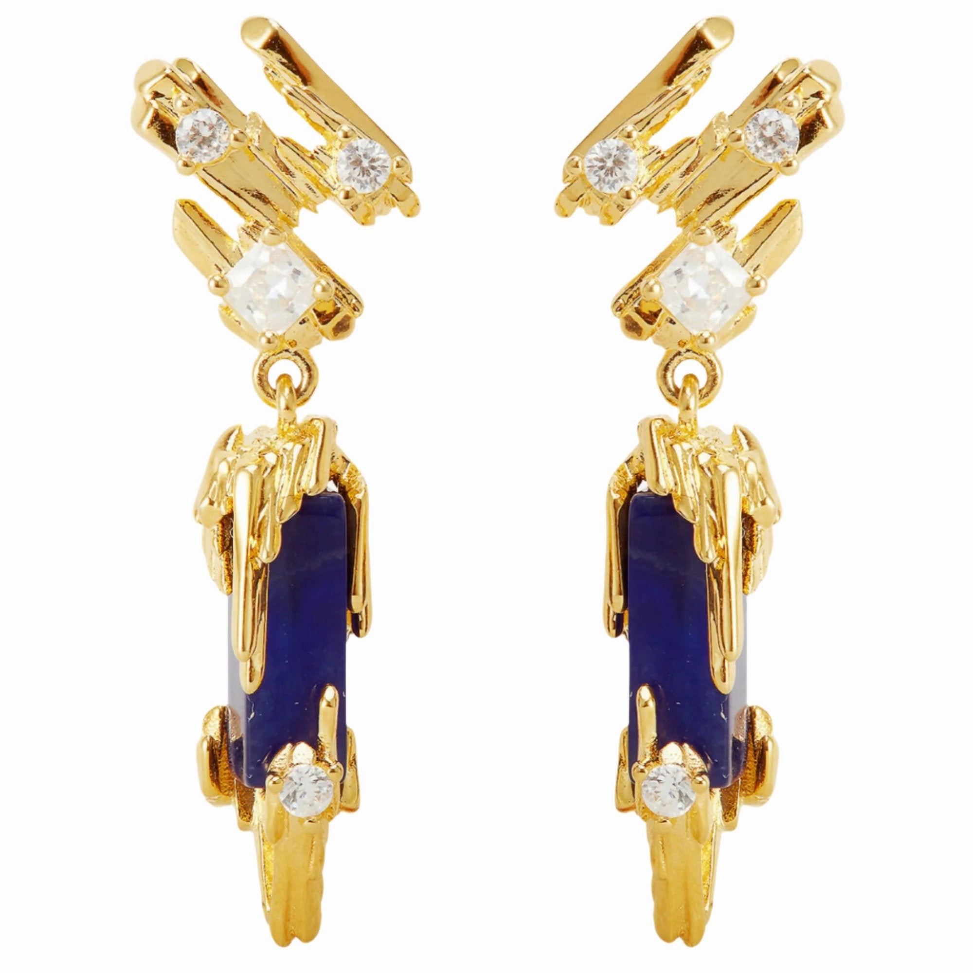 Les Nereides Gold Rock And Sodalite Post Earrings fashion-jewelry  