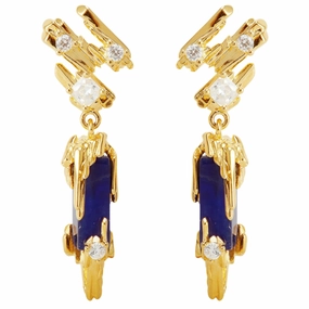 Les Nereides Gold Rock And Sodalite Post Earrings fashion-jewelry  