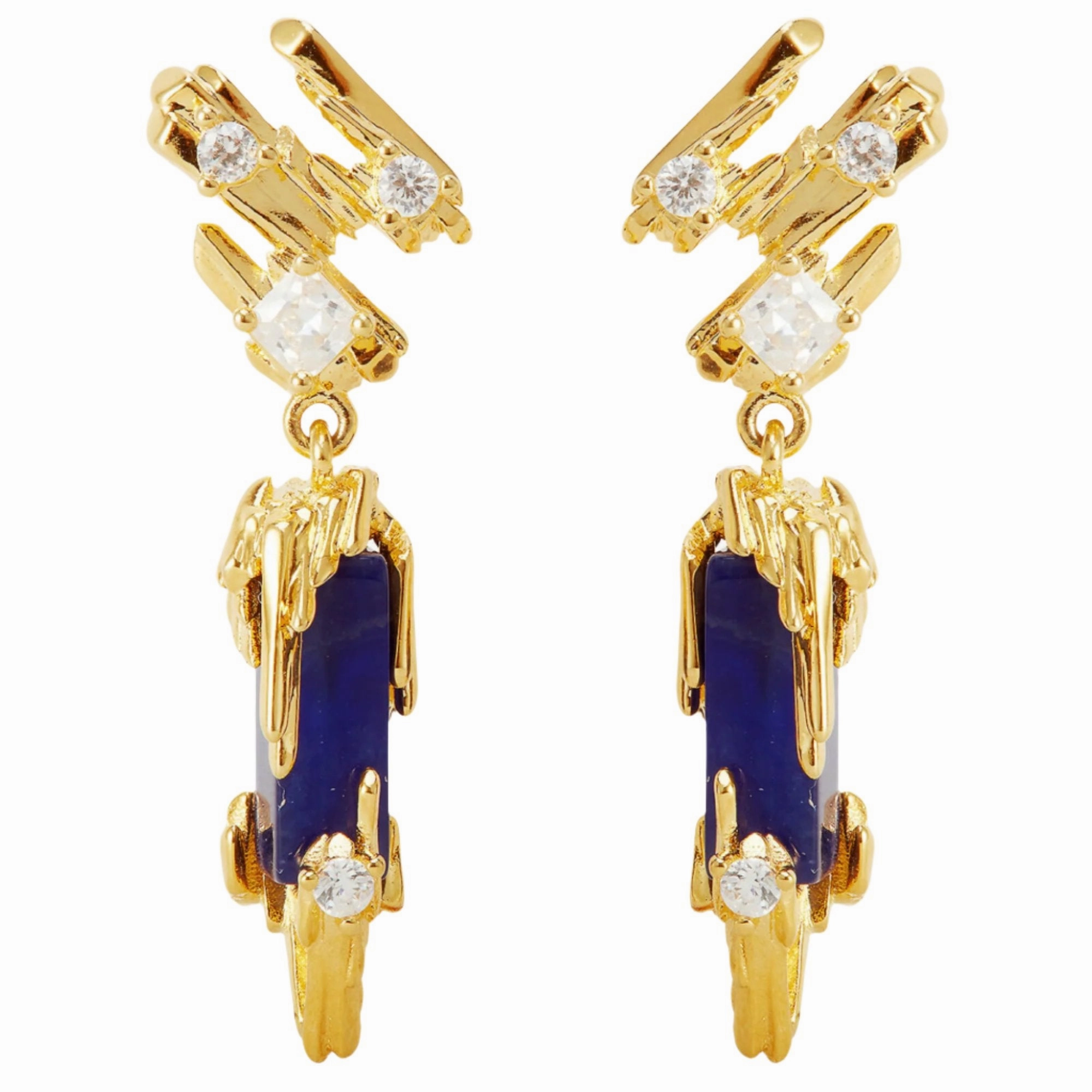 Les Nereides Gold Rock And Sodalite Post Earrings 