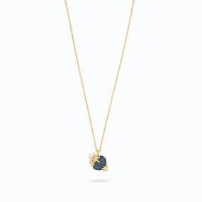 Les Nereides Gold stars and Square Blue Stone Pendant Necklace fashion-jewelry  
