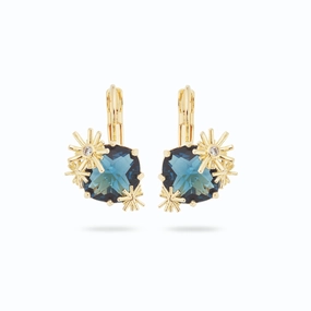 Les Nereides Gold Stars and Square Stone Sleeper Earrings fashion-jewelry  