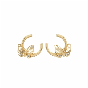 Les Nereides Golden butterfly and crsytal post Earrings 